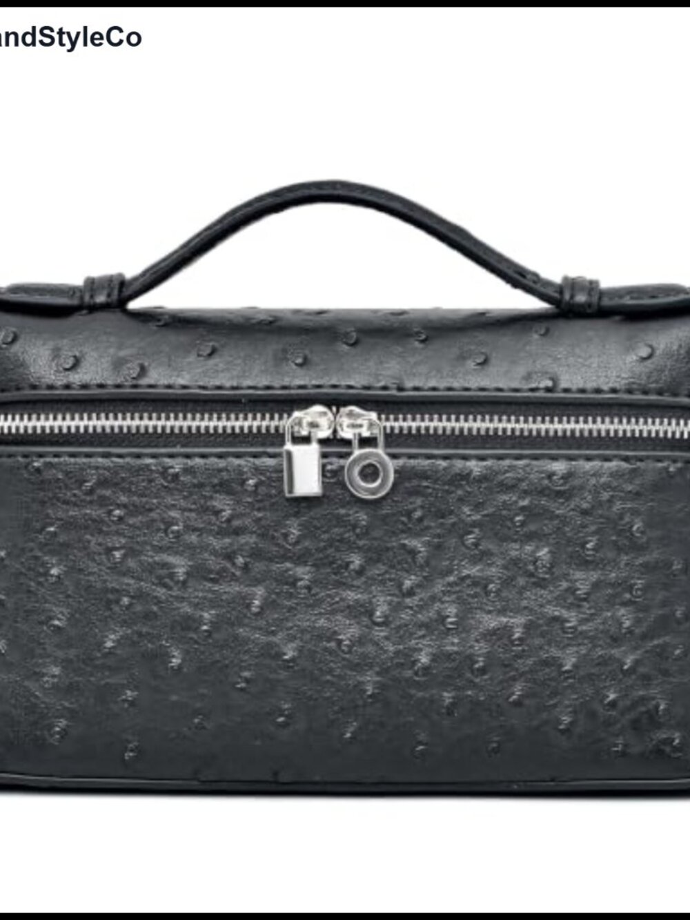 Ostrich Embossed Vegan Leather Small Crossbody Bag with Top Handle